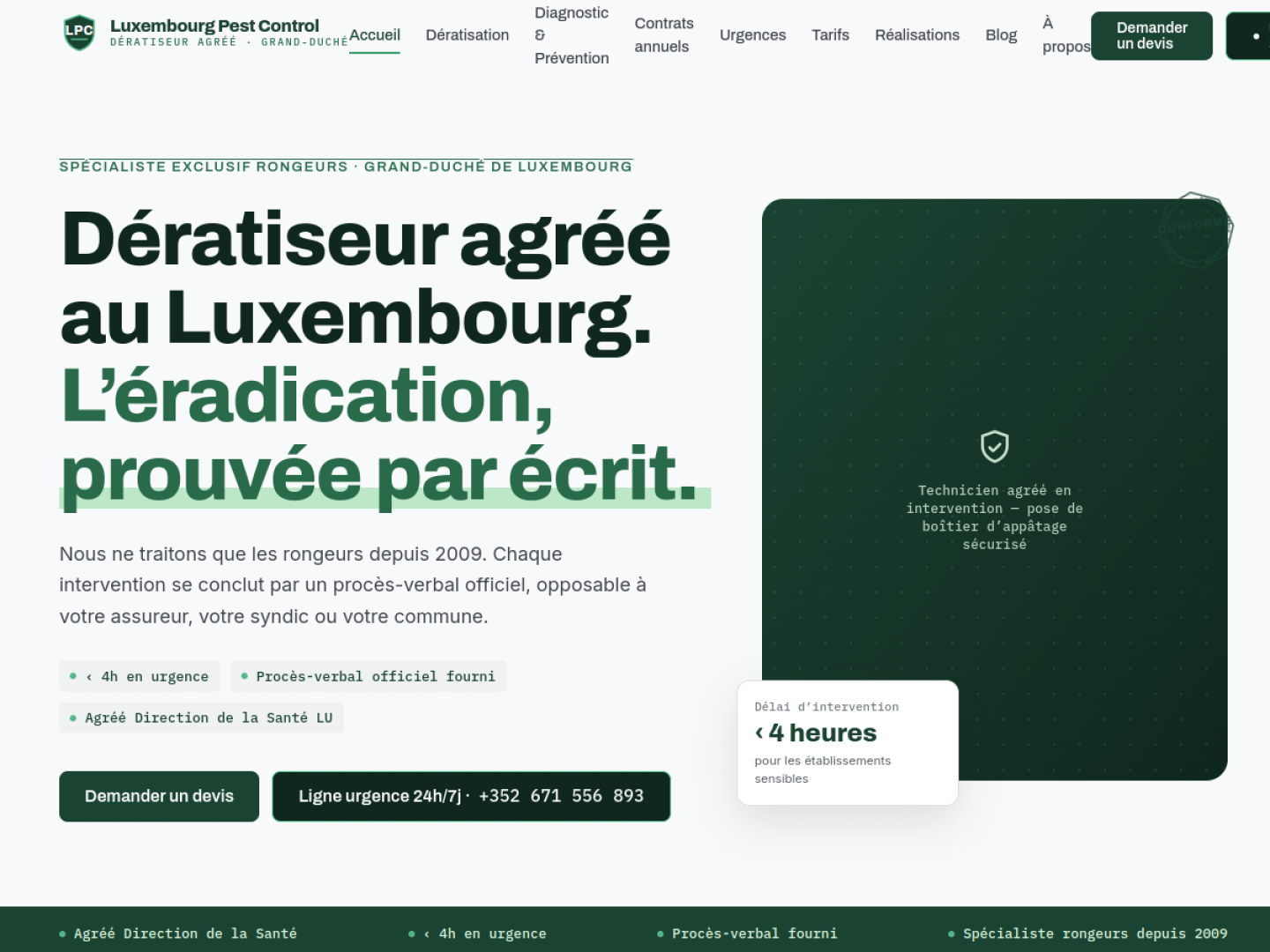 Aperçu du design LPC PestControl — Clair