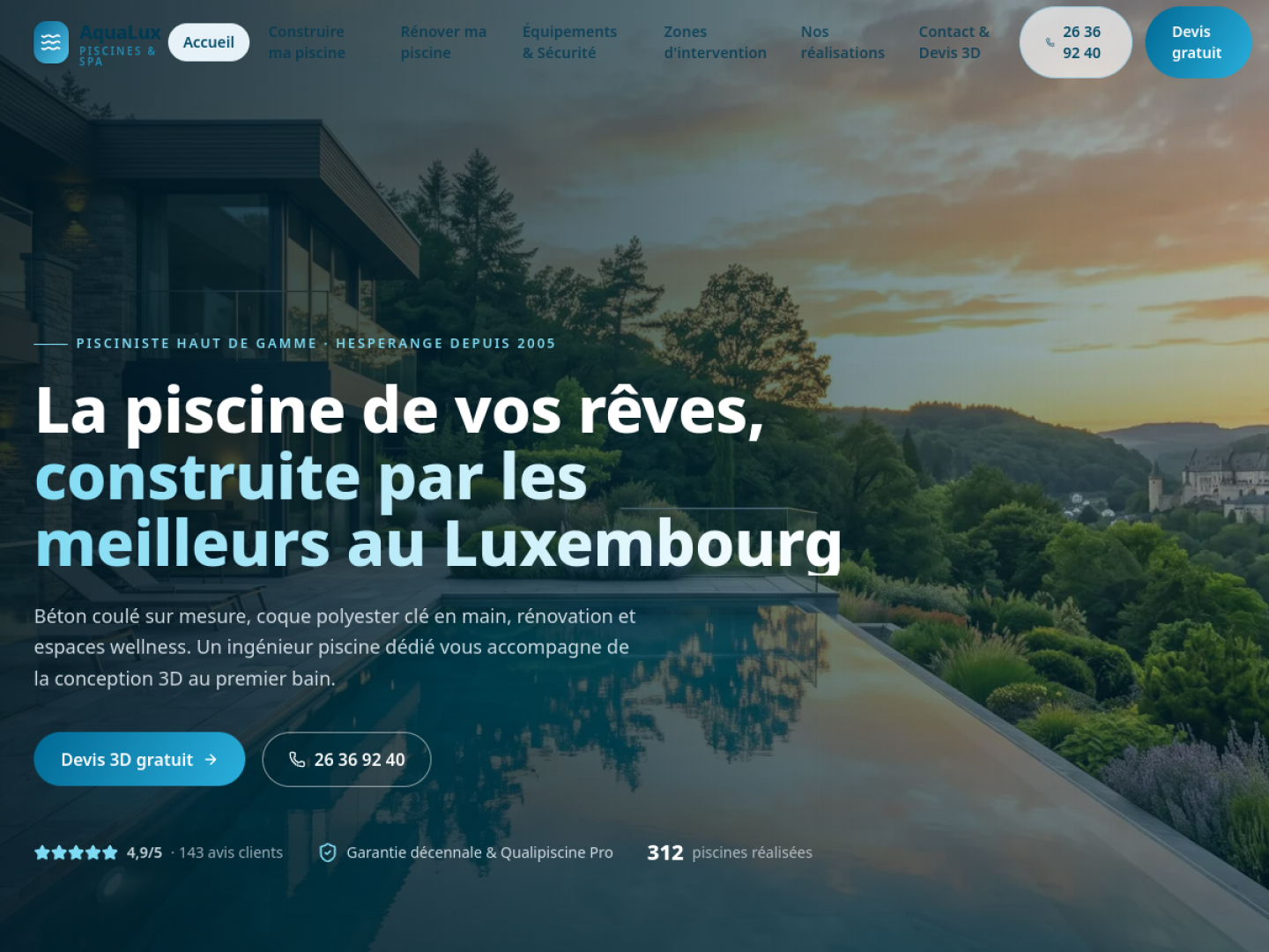 Aperçu du design AquaLux Piscines