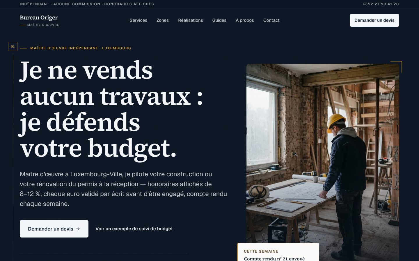 Aperçu du design Bureau Origer