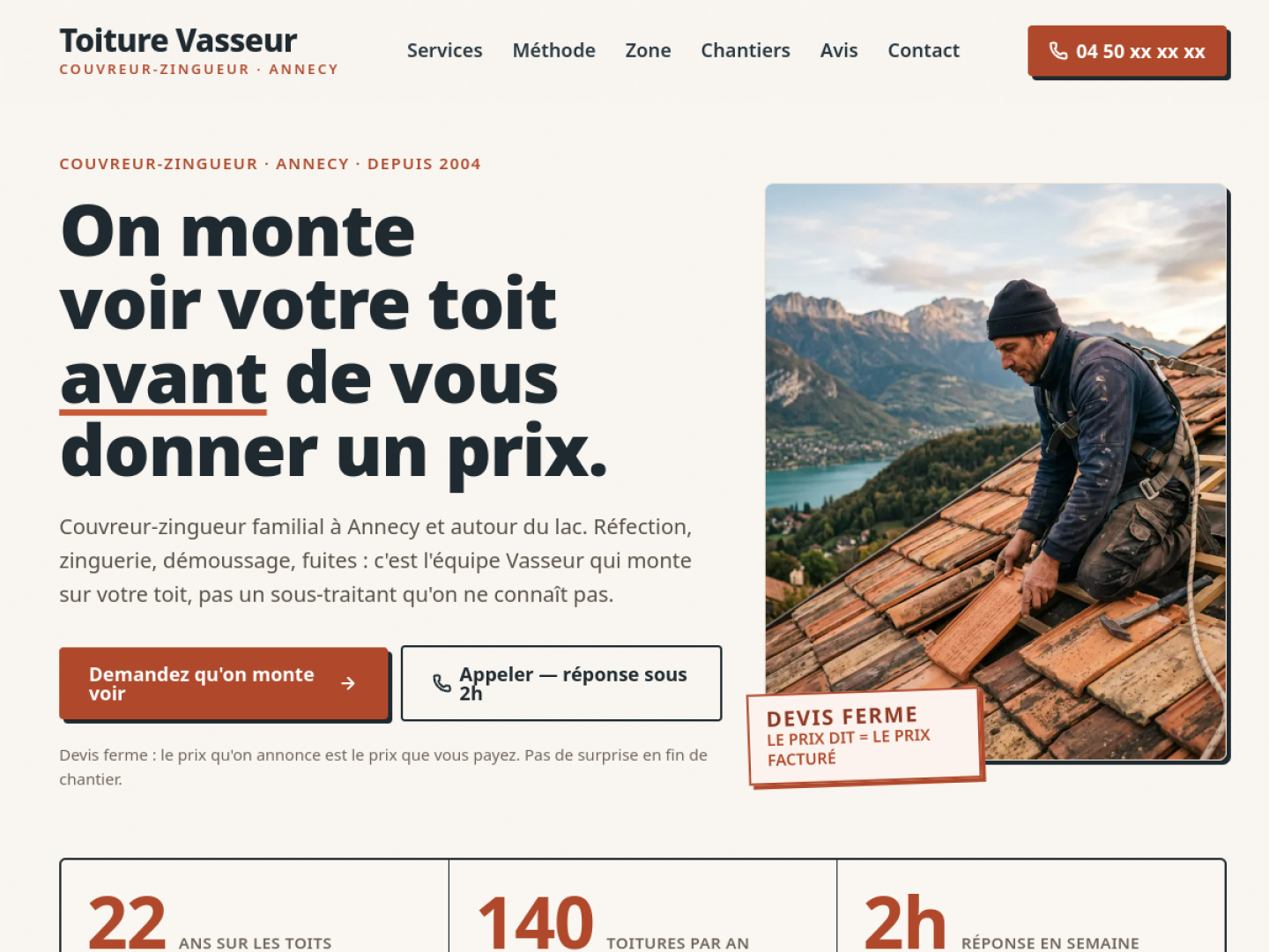 Aperçu du design Vasseur Toiture — Prix Ferme