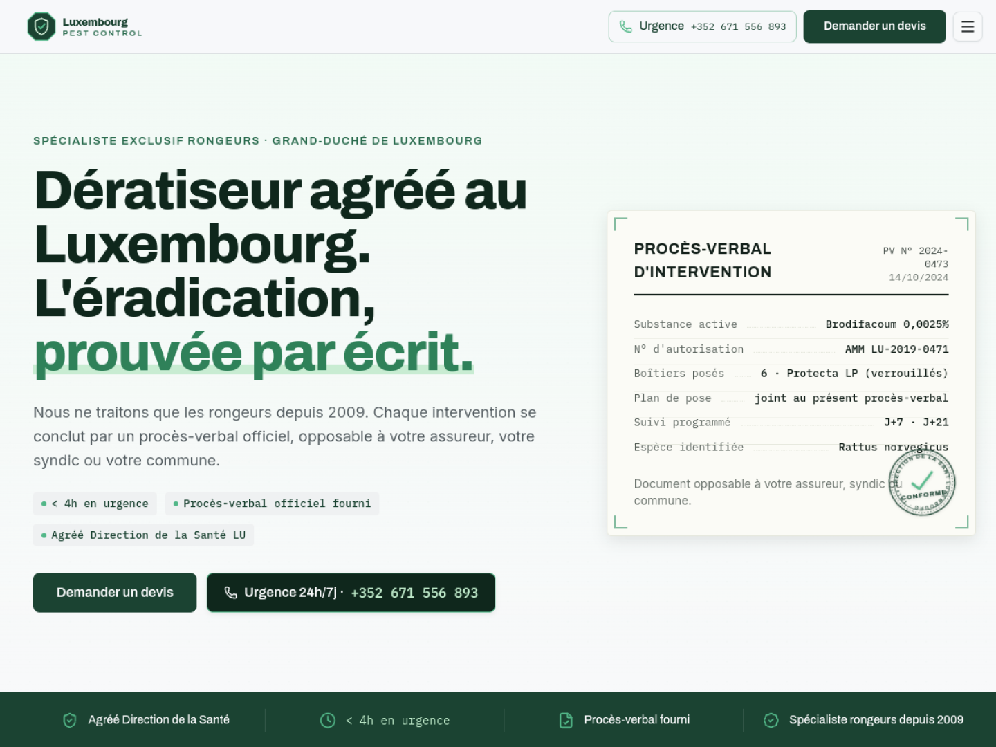 Aperçu du design LuxPestControl Pro