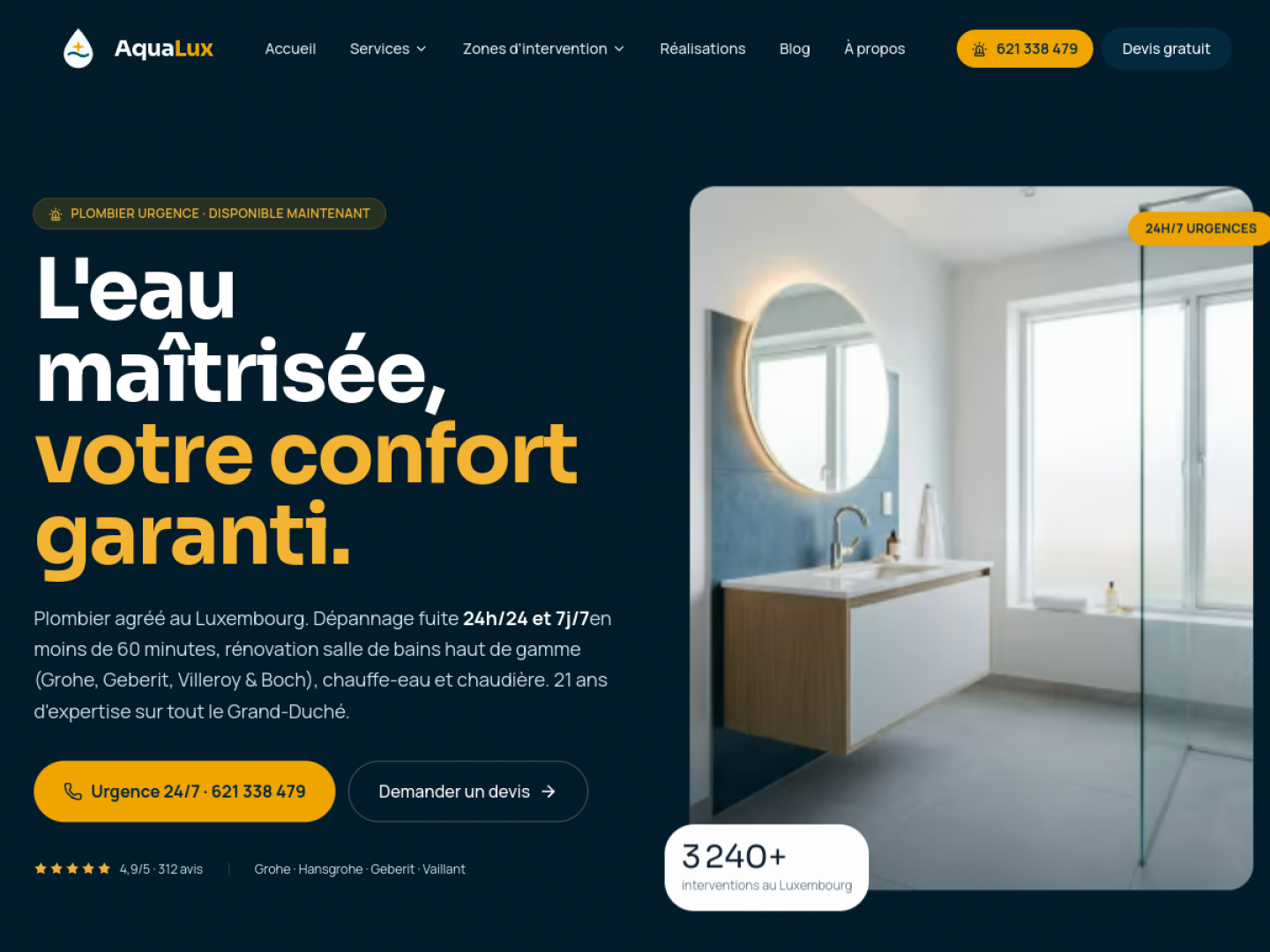 Aperçu du design AquaLux Plomberie