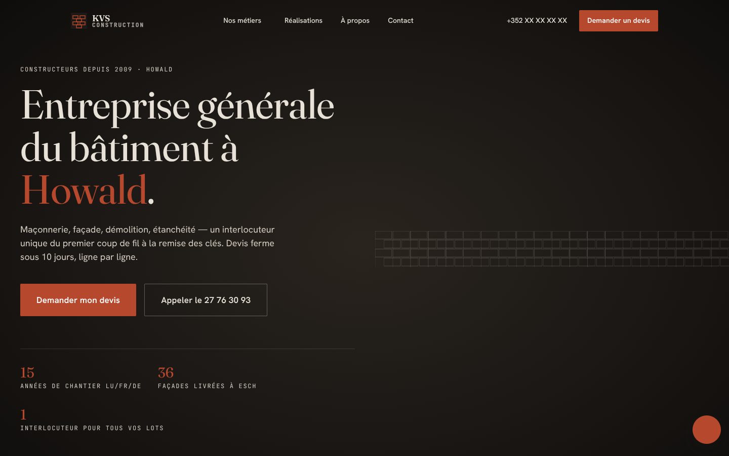 Aperçu du design KVS Construction — Signature
