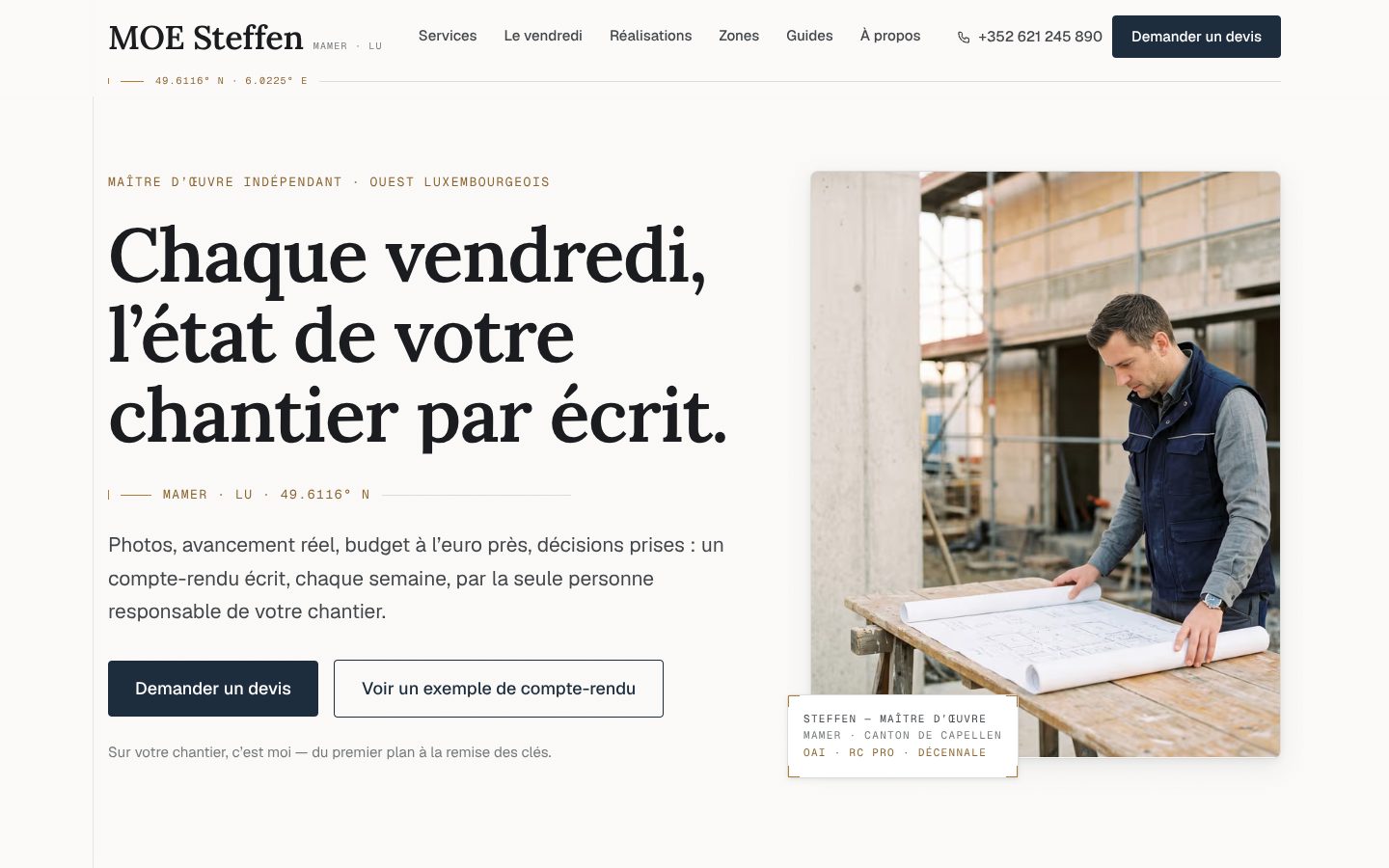 Aperçu du design MOE Steffen – Maître d'œuvre